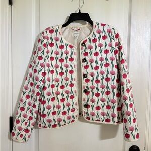 J. Crew Pink Floral Quilted Jacket